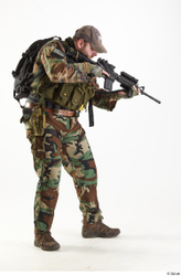 Whole Body Weapons-Rifle Man Pose with machine rifle White Army Athletic Bearded Studio photo references